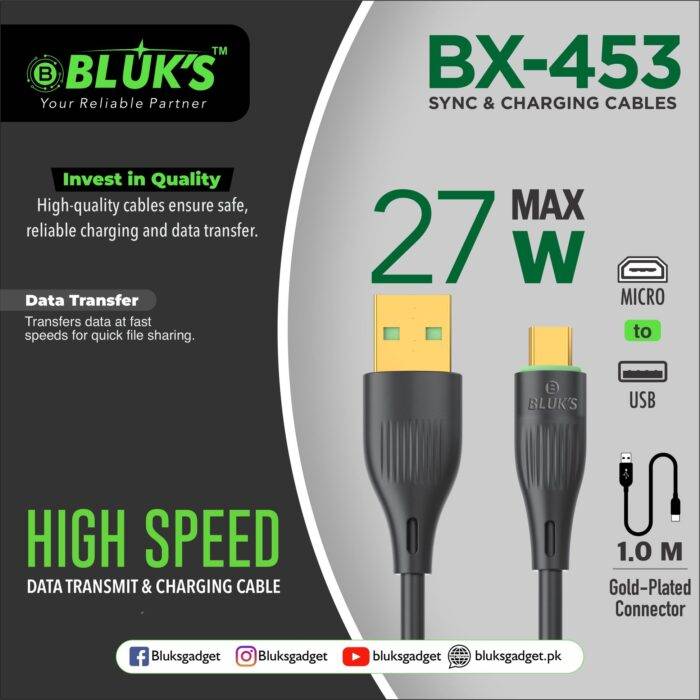 Bluks BX-453 27W USB To Type-C Charging Cable – 2025 Edition - Image 2