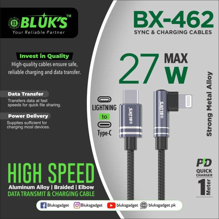 Bluks BX-462 27W USB-C to Lightning Charging Cable | 2025 Edition - Image 2