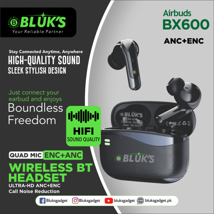 Bluks BX-600 Wireless Earbuds With ANC, HD Mic, And 2.4GHz Dongle - Image 2