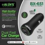 Bluks BX-651 48W Dual Port Fast Car Charger – 2025 Edition - Image 2