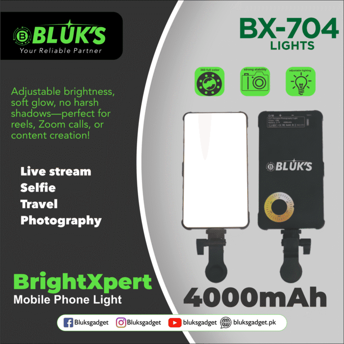 Bluks BX-704 Portable Square LED Ring Light – Studio Lighting 2025 - Image 2