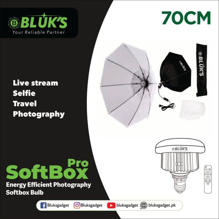 Bluks 70CM Umbrella With 7 Feet Stand – Studio Light Kit 2025 Edition - Image 4