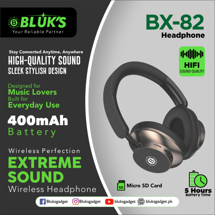 Bluks BX-82 Wireless Headphones With 1 Year Warranty – 2025 Edition - Image 2