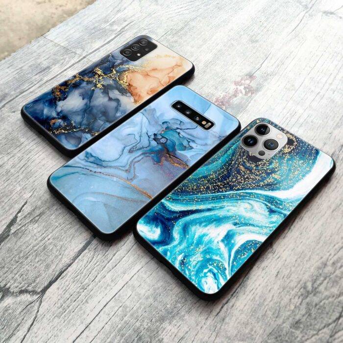 Blue Marble Series Metal Phone Case – Premium Shockproof Cover | 2025 Edition - Image 1