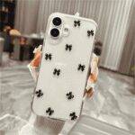 Transparent Black Bow Shimmery Phone Case – Glitter Soft Back Cover for iPhone | Stylish Girly Case in Pakistan - Image 4