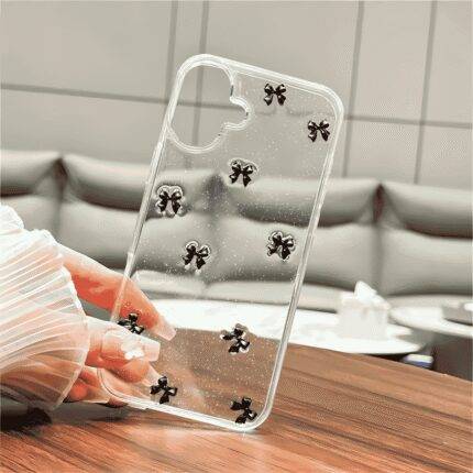 Transparent Black Bow iPhone Case