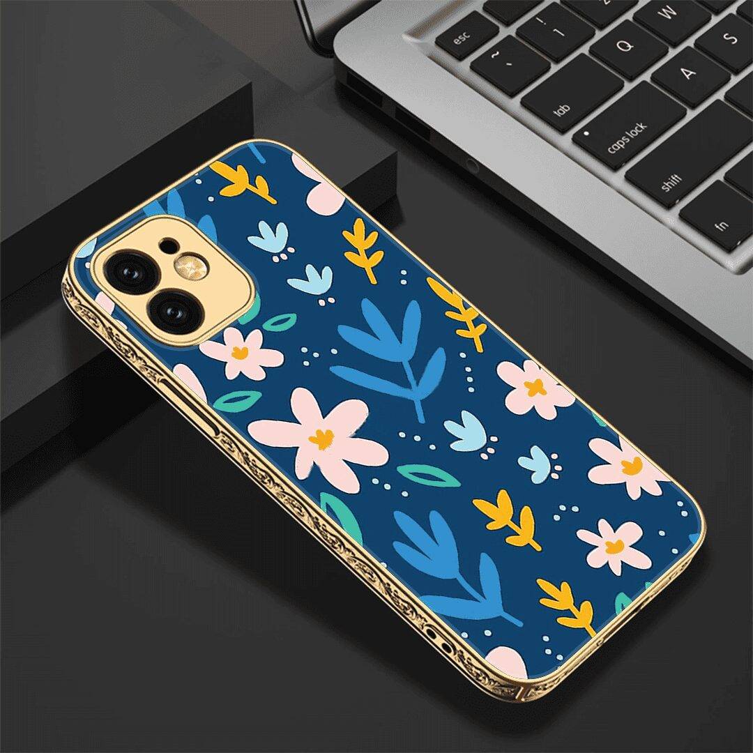 goldplatedColorfulFlower Colorful Flowers Design – Premium Electroplated Phone Case | 2025 Edition - Image 1