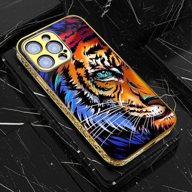goldplated_0004_gold_0019_trendly_0003_GenerativeFill2 Tiger Art – Premium Electroplated Metal Phone Case | 2025 Edition - Image 1