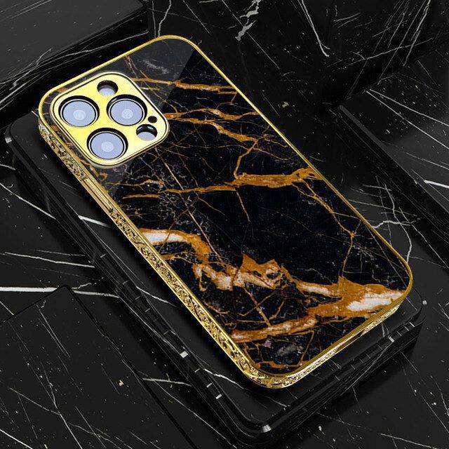goldplated_0021_gold_0002_trendly_0029_instagrampostblackmarblegoldplatted Golden Black Marble – Premium Electroplated Phone Case | 2025 Edition - Image 1