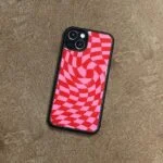 Dark Pink Checkered Premium Metal Phone Case | 2025 Edition