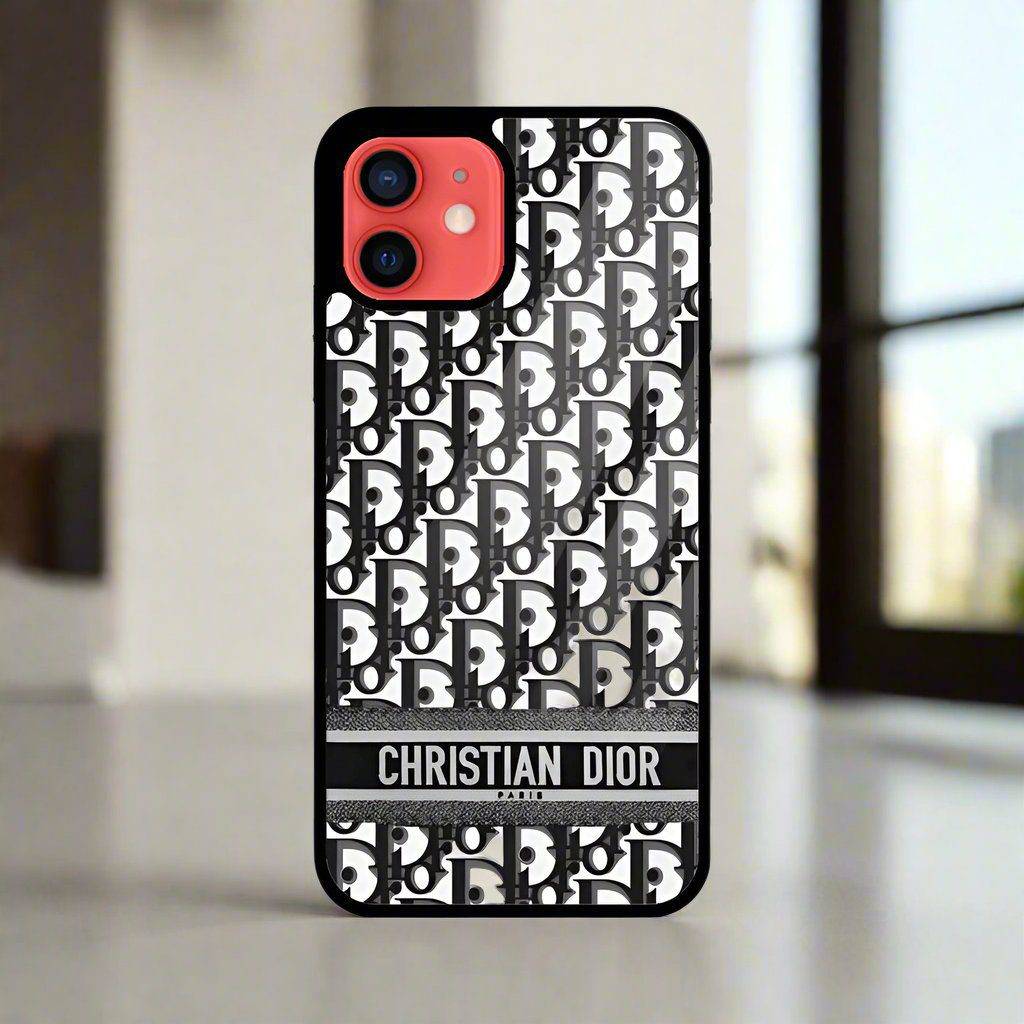 CD brown (Glass phone case) Christian Dior CD Premium Metal Phone Case | 2025 Edition - Image 1