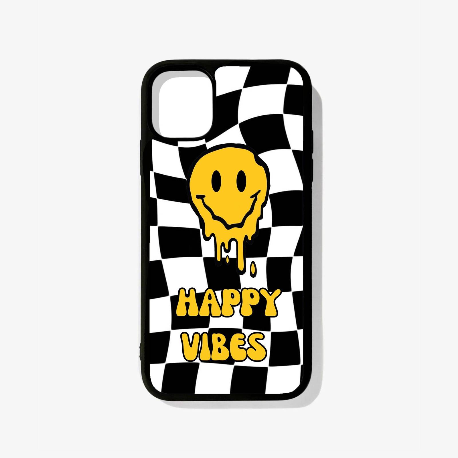 Happy Vibes Glass Case Happy Vibes – Premium Metal Phone Case | 2025 Edition - Image 1