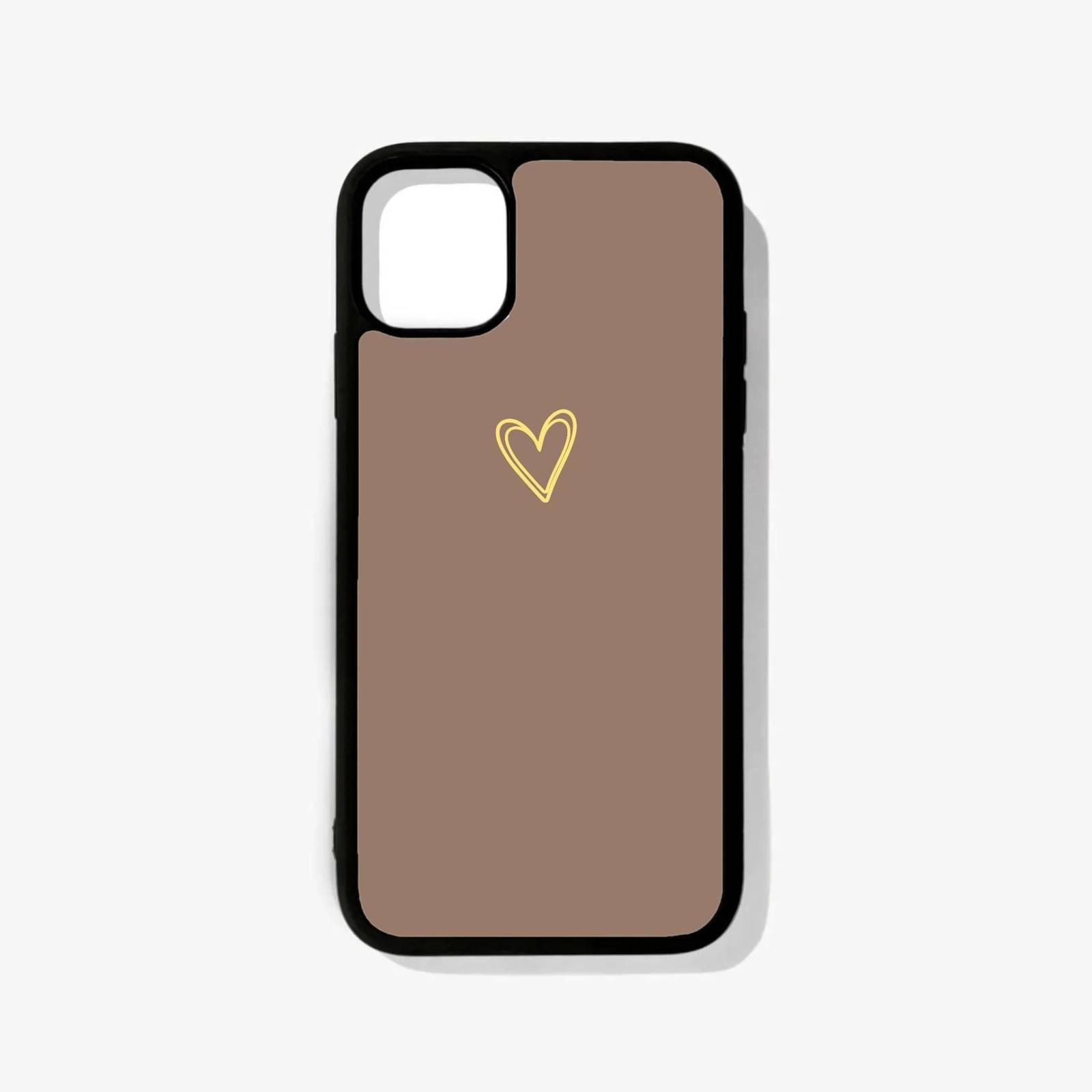 Mini Heart Brown Glass Case Order Premium Mini Heart Brown Metal Phone Case | 2025 Edition - Image 1
