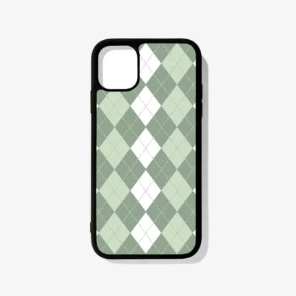 Premium Sage Green Argyle Metal Phone Case | 2025 Edition