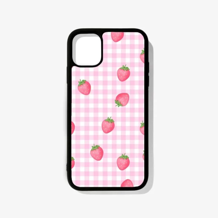 Strawberry Pattern Premium & Aesthetic Metal Phone Case | 2025 Edition - Image 1