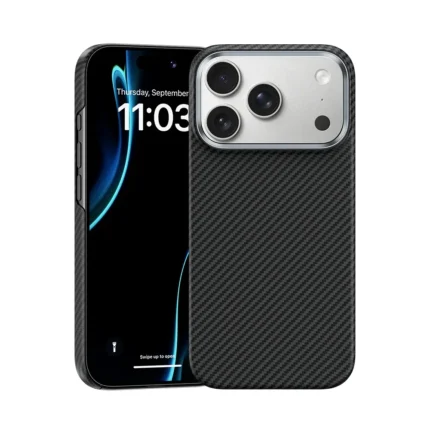 Black Wave Carbon Fiber iPhone 17 Pro Max Case – Wave Texture Protective Cover For iPhone 17 Pro & 17 Pro Max