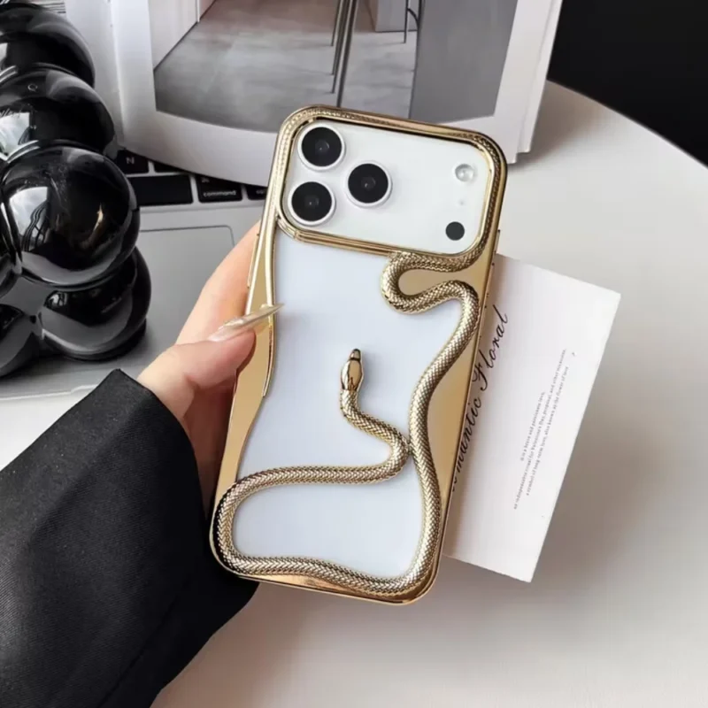 Premium Snake Electroplated iPhone 17 Case – 3D Pattern Protection for iPhone 17, 17 Air, 17 Pro & 17 Pro Max