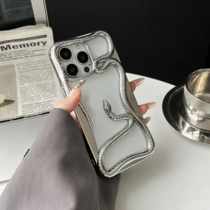Premium Snake Electroplated iPhone Case with 3D raised snake pattern and electroplated shine for iPhone 11-17 Series