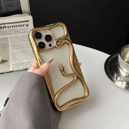 Premium Snake Electroplated iPhone Case with 3D raised snake pattern and electroplated shine for iPhone 11-17 Series