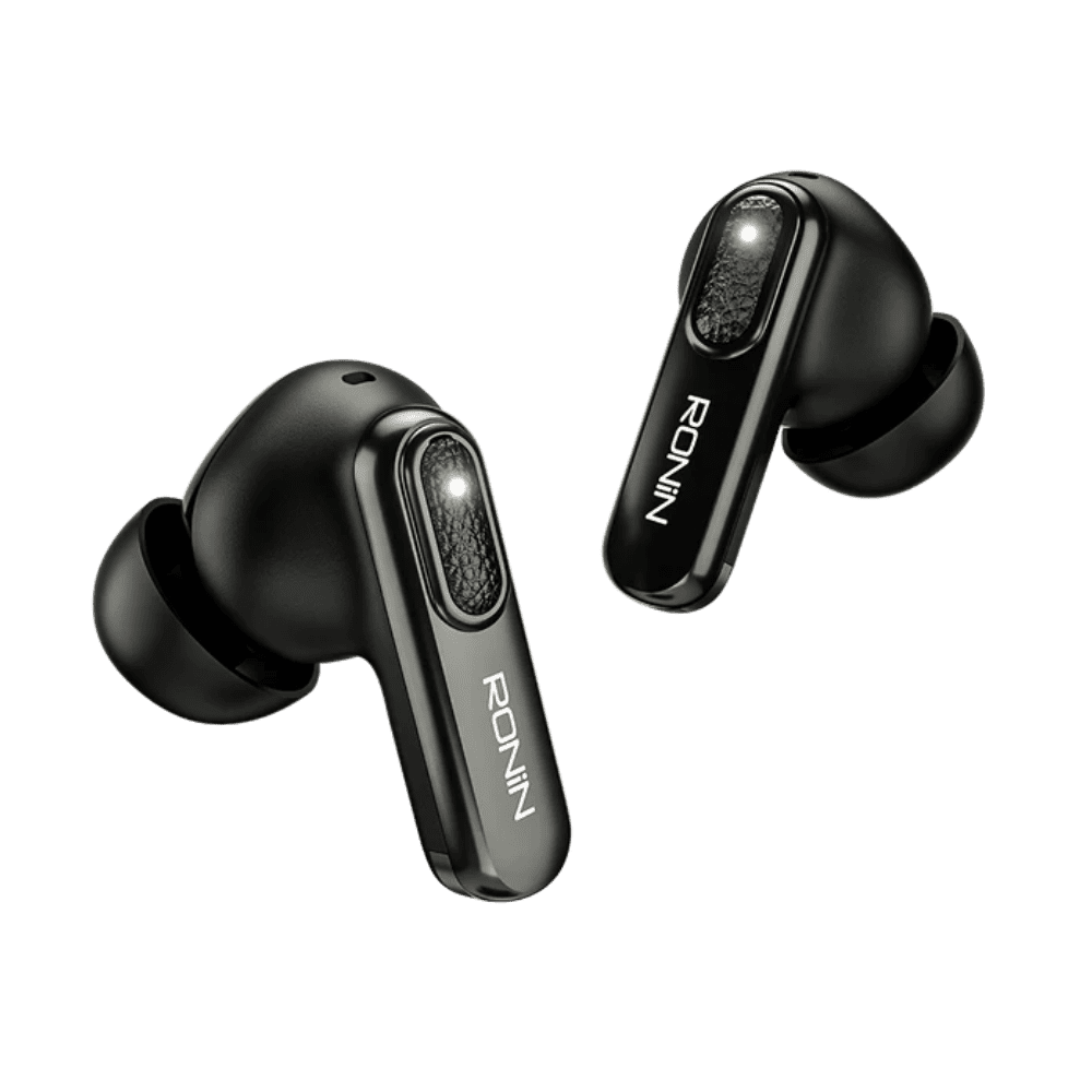 Ronin R-7080 Nox Wireless Earbuds in Pakistan with ANC, ENC, leather design, and long battery