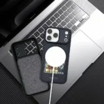 Santa Barbara Elvis Series iPhone 17 Pro Max Case – Leather and Carbon Texture Back Cover