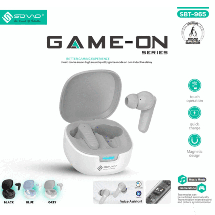 Sovo Game On SBT-965 Wireless Earbuds – Bluetooth 5.3, ENC, Gaming Mode, Long Battery