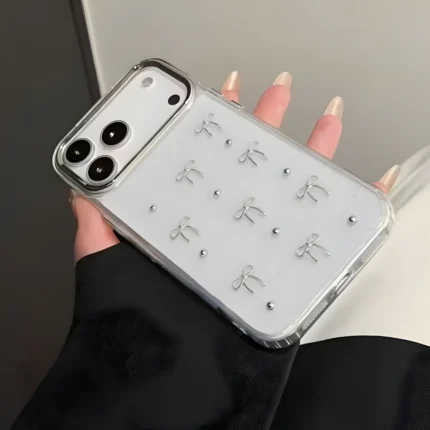 Transparent Bow Shimmer iPhone 17 Case - Premium Glitter Back Cover For iPhone 17, 17 Air, 17 Pro & 17 Pro Max
