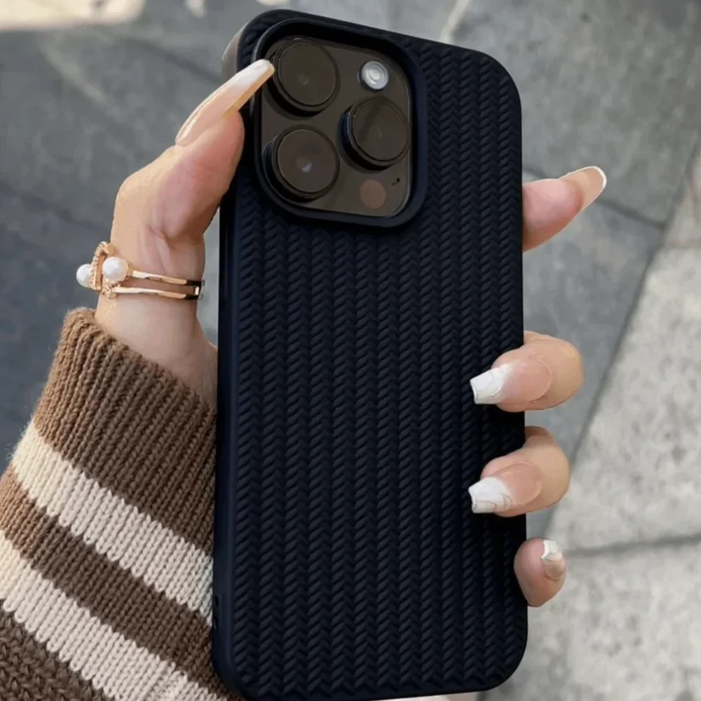 Woven Wonder Knitted iPhone Case – Soft silicone with raised woven texture for iPhone 11–17