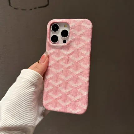 Goyard inspired iPhone Case with premium patterned fabric design