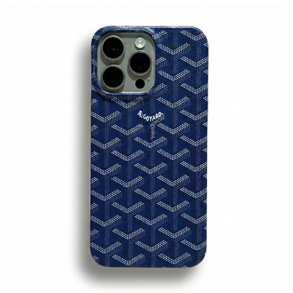 Goyard inspired iPhone Case with premium patterned fabric design